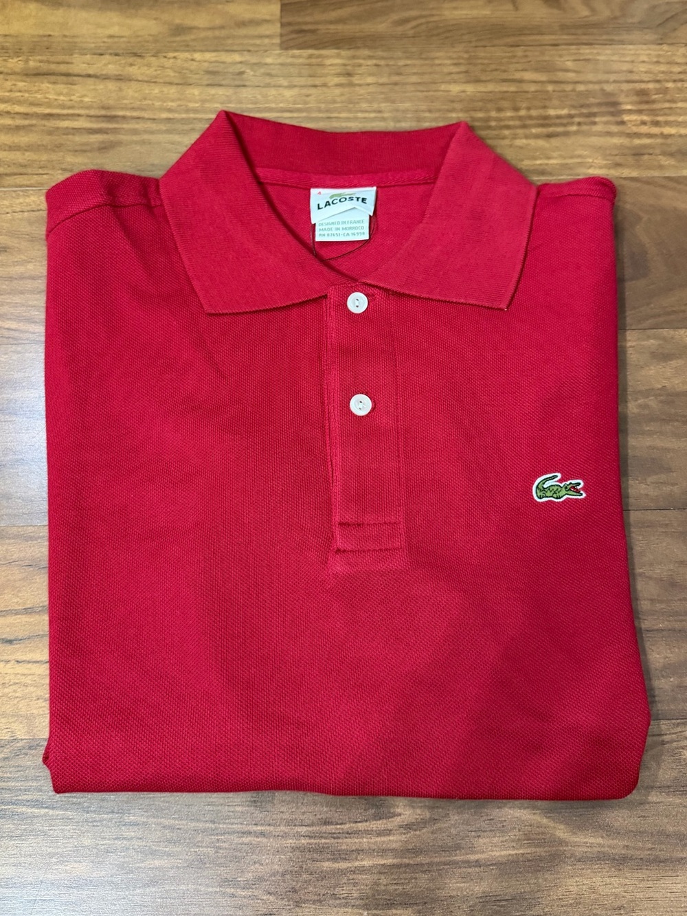 Lacoste Vintage Men's Chenonceau Red Polo with Embroidered Crocodile Size S